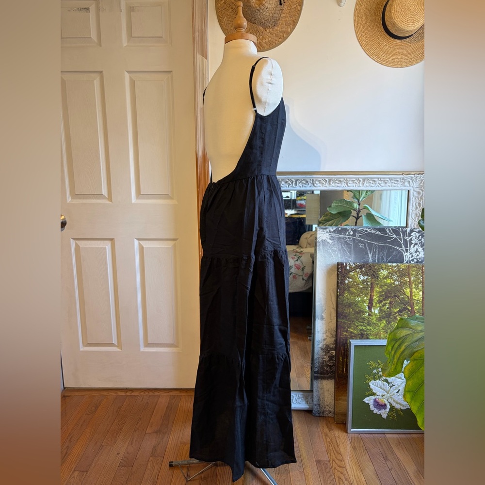 NWOT Peppermayo Havana Black Spaghetti-Strap Tiered Maxi Dress